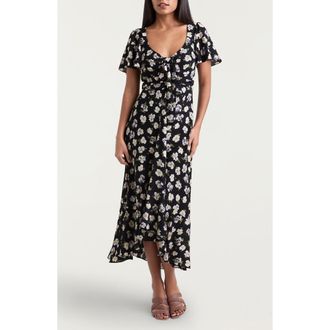 Cinq à Sept Isha Tossed Poppies Floral Print Midi Dress in Navy Multi at Nordstrom Rack, Size 10