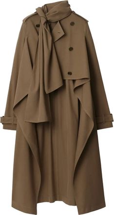 Burberry Trench asimmetrico con dettaglio foulard - Marrone