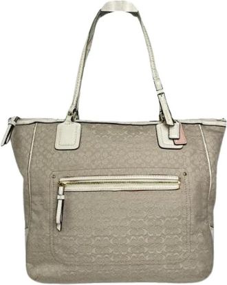 Coach Pre-owned Canvas Tote Bag - Dames - Vintage Shopper - Wit - ONE Size - Vintage