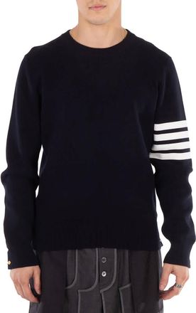 Thom Browne Milano Four Bar Stripe Crew Knit Pullover
