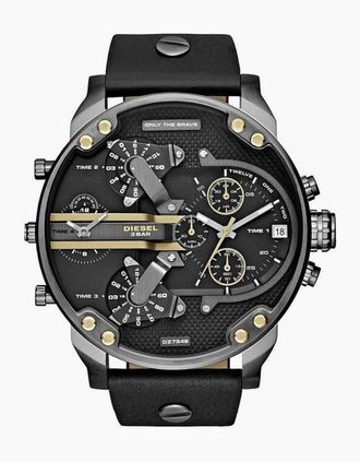 Diesel Mens Diesel DZ7348 Mr. Daddy 2.0 Black Dial Black Leather Mens Watch