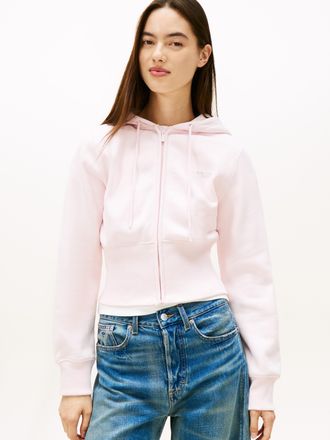Tommy Jeans Kapuzensweatjacke TOMMY JEANS TJW REG SILVER SCRIPT ZIP THRU, Damen, Gr. XL (42), light pink, Sweatware, Obermaterial: 80% Baumwolle, 20% Polyester, u
