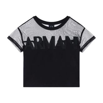 A|X Armani Exchange T-Shirts, female, Black, Size: XS Cotton T-Shirt with Graphic Application