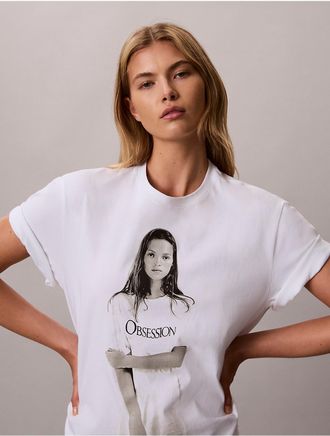 Calvin Klein Womens Kate Moss Graphic Tee - White - 2XL