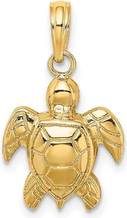 Diamond2Deal 10k Yellow Gold 2-D Textured Sea Turtle Charm Pendant