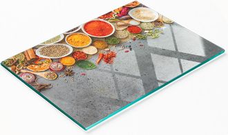 OEM Tabla De Servir De Cristal Para Cocina Con Mezcla De Especias Gr&aacute;fica, 80x52 Cm