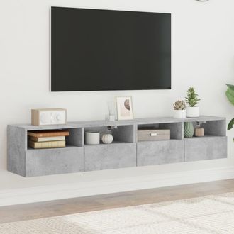 Berkfield Home TV Wall Cabinets 2 pcs Concrete Grey 80x30x30 cm Engineered Wood | Size: 80 x 30 x 30 cm