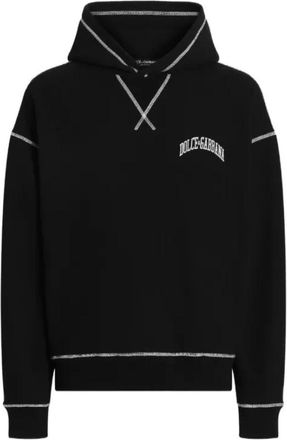 Dolce & Gabbana Hoodie met contrasterende stiksels - Heren - Hoodies - Zwart - XS - Hoodies & sweatvesten