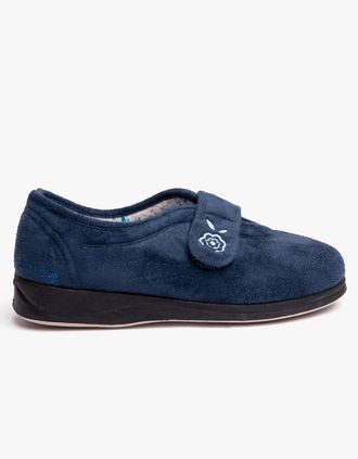 Padders Womens Padders CAMILLA Womens (2E Fit) Touch Fasten Slippers Denim Blue - Size: 5