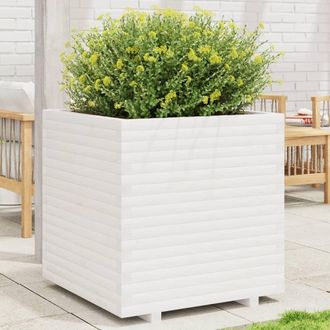 vidaXL Jardinera Madera Maciza De Pino Blanco 70x70x72,5 Cm Vidaxl
