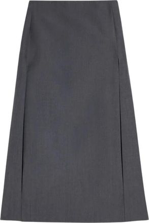 Jil Sander Fil-&agrave;-fil Split Midi Rok - Dames - Midirokken - Grijs - XS - Wol - Rokken