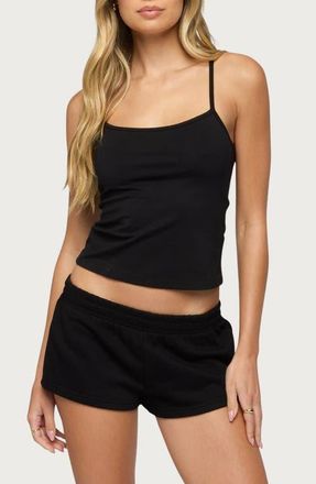 Edikted Cataleya Stretch Cotton Camisole in Black at Nordstrom, Size X-Small