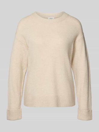 s.Oliver Red Label Relaxed Fit Strickpullover aus Baumwoll-Mix mit Woll-Anteil in Beige, Gr&ouml;&szlig;e 44