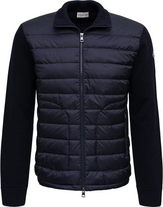 Moncler Blue High Neck Quilted Sweater