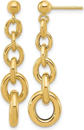 Diamond2Deal 14K Yellow Gold Fancy Circle Link Drop Dangle Earrings