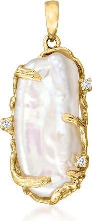 Ross-Simons 8x20mm Cultured Baroque Pearl Pendant in 14kt Yellow Gold