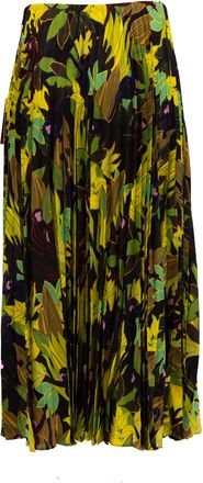 Valentino Garavani Green Print Pleated Womens Skirt