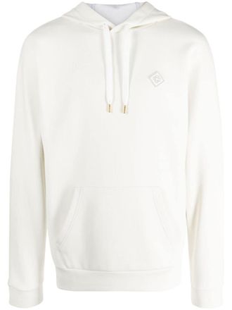 Casablanca logo-appliqu&eacute; hoodie - men - Polyamide/Spandex/Elastane/Viscose/PVC - M - White