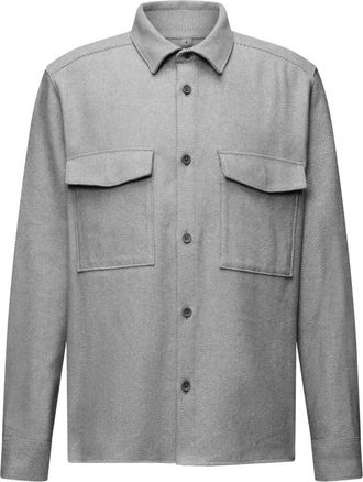 Drykorn Herringbone Overshirt - Heren - Casual Overhemden - Grijs - L - Overhemden