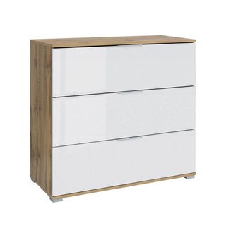 Petits Meubles C&oacute;moda 3 cajones tableros de aglomerado laminados blanco y madera