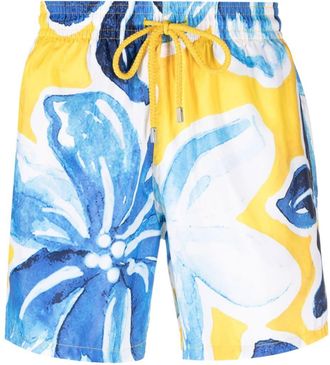 Vilebrequin floral-print swim shorts - men - Recycled Polyester/Cotton/Polyamide - L - Yellow