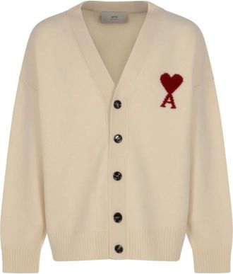 Ami Witte Gebreide Trui Sweater Aw 25 - Heren - Vesten - Wit - S - Wol - Truien & Vesten