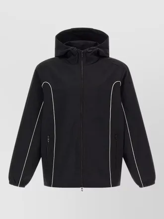 Diesel hooded jacket contrast piping elastic cuffs pockets