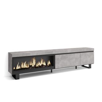Skraut Home Skraut Home - Mueble Tv, Televisi&oacute;n, Muebles De Sal&oacute;n, Almacenaje, 237x57x35 Cm, Para Tv Gran Formato, Chimenea El&eacute;ctrica Xxl, Dise&ntilde;o Industrial, Esti