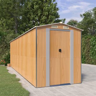 vidaXL Cobertizo Jard&iacute;n Acero Galvanizado Marr&oacute;n Claro 192x689x223 Cm Vidaxl