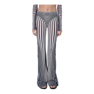 Jean Paul Gaultier Pantalones Acampanados Re-Edition Rayas que Cambian de Forma - Trousers - Mujer - Gris - L