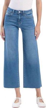 Flying Monkey High Rise Clean Cut Raw Hem Crop Slim Wide Jeans In Right