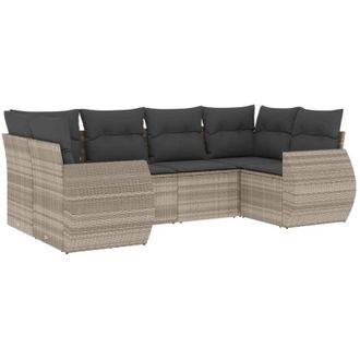 vidaXL Vidaxl - Set De Sof&aacute;s De Jard&iacute;n 6 Pzas Y Cojines Rat&aacute;n Sint&eacute;tico Gris
