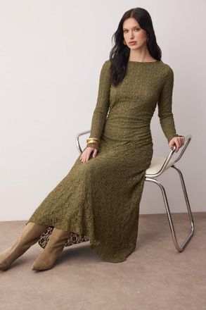 Trendyol Modest Dames Kaki Effen Maxi Lang Casual Bodycon Modest Jurken