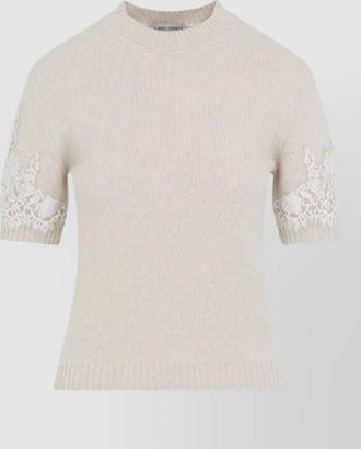 Alberta Ferretti cashmere mock neck ribbed knit t-shirt