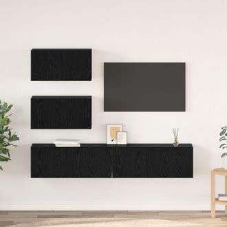 Berkfield Home TV Cabinet Set 4 pcs Black oak 80 x 30 x 30 cm Engineered wood