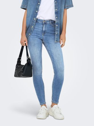 Jacqueline de Yong Skinny-fit-Jeans JDY JDYFINA MW SKINNY ANK JNS MB NOOS DNM, Damen, Gr. XL (42), L&auml;nge 30, blau (medium blau denim), Denim/Jeans, Obermaterial: 98% Bau