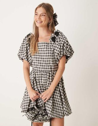 Sister Jane Dream Sister Jane check print mini dress in black and white - part of a set