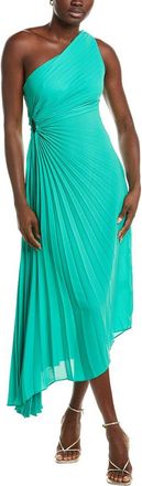 Nicole Miller Accordion Pleated One-Shoulder Midi Dress