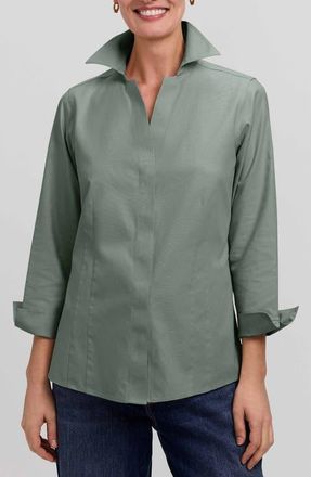 Foxcroft Taylor Fitted Non-Iron Shirt in Soft Olive Green at Nordstrom, Size 12