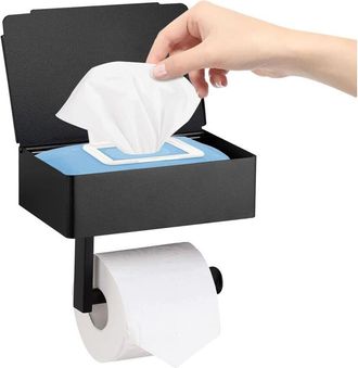 OEM [nunca Usado]soporte Para Rollo De Papel Higi&eacute;nico Con Dispensador De Toallitas H&uacute;medas, Soporte De Pared De Acero Inoxidable Negro Mate Para Cocina Y