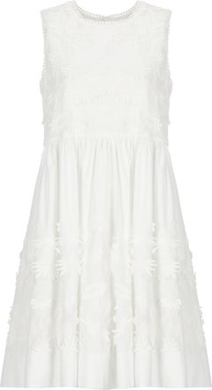 P.A.R.O.S.H. Cubo26 Floral Embroidered Cotton Dress with Flared Hem