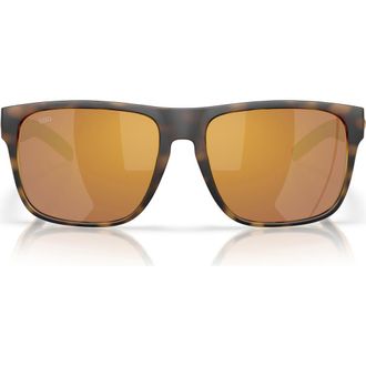 Costa 59mm Polarized Square Sunglasses in Matte Tortoise/Gold at Nordstrom