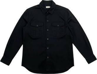 Moncler Katoenen Gabardine Lange Mouw Shirt - Heren - Casual Overhemden - Zwart - 3XL - Katoen - Overhemden