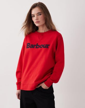 Barbour Hartland - Felpa comoda rossa con logo ricamato-Rosso