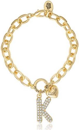 Juicy Couture Pav&eacute; Initial Charm Bracelet, 7.5 Gold Tone Link in Letter K at Nordstrom
