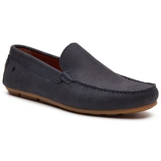 Base London Moss Driver Leather Mens Navy Loafers - Size UK 10