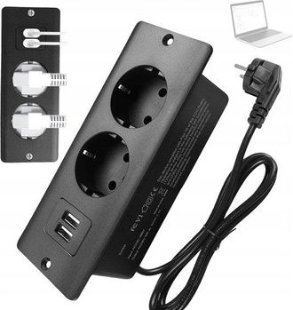 No Brand Enchufe Empotrado De 2 V&iacute;as Con Usb Y Cable De 1,5 M
