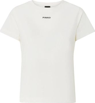 Pinko 100373A34F T-shirt - Dames - T-shirts - Wit - M - Katoen - Tops