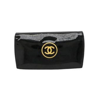 Chanel Pre-owned Wallets, female, Black, Size: ONE SIZE Pre-owned Patent Leather Makeup Long Wallet