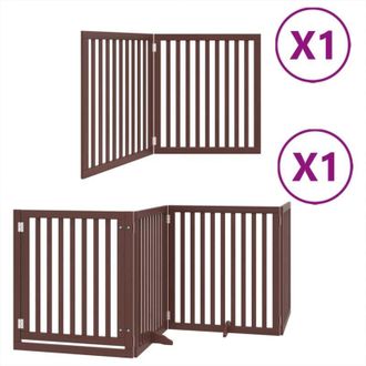vidaXL Puerta De Perros Plegable 6 Paneles Madera &Aacute;lamo Marr&oacute;n 480 Cm Vidaxl